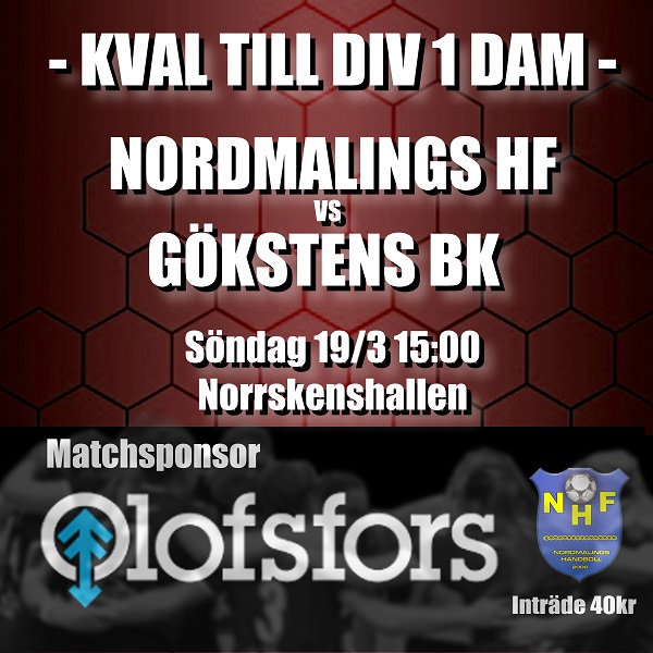 Qualifikation für Div 1 Damen - Nordmalings HF vs Göksten BK
